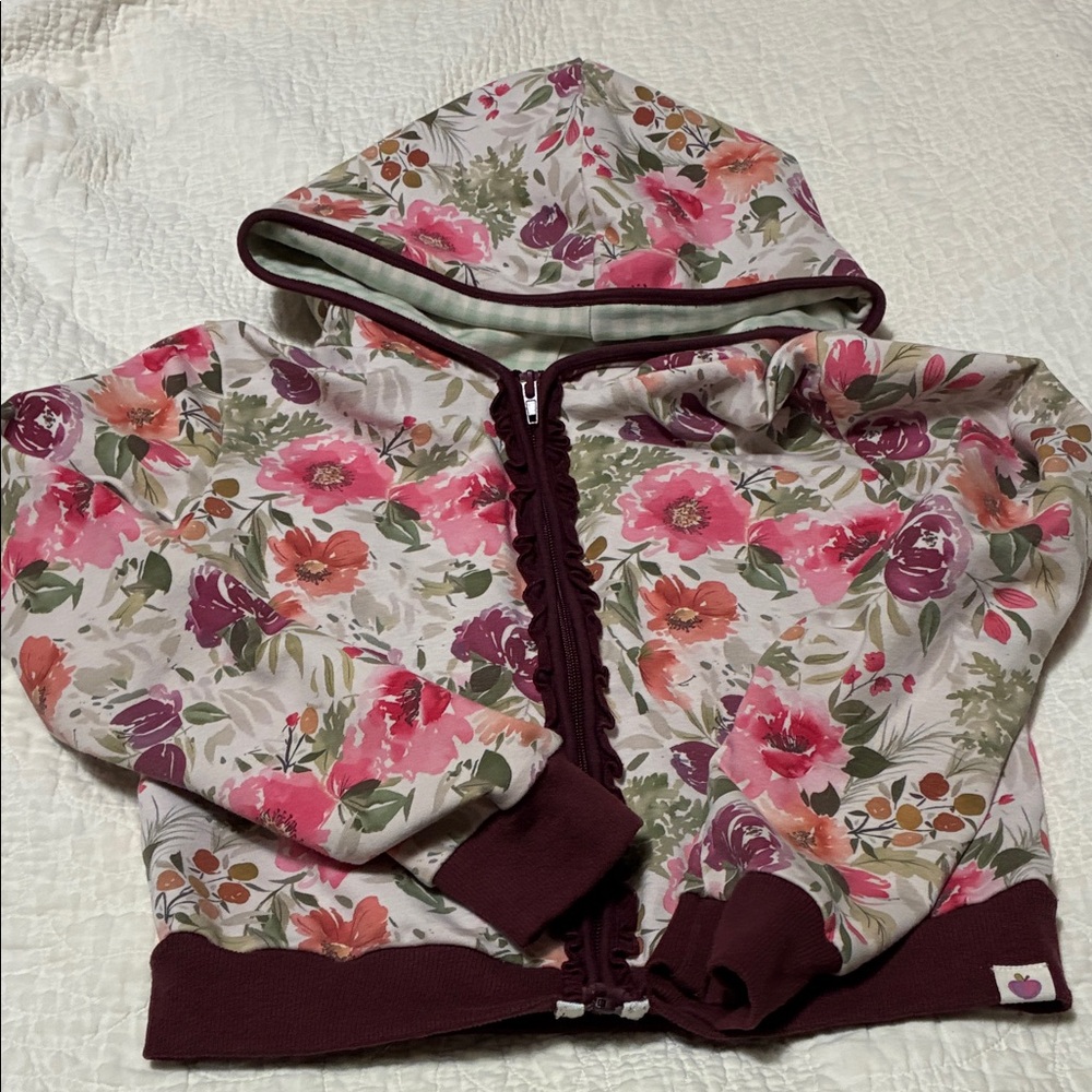 Cheeky Plum Floral Zip-Up Hoodie, 12